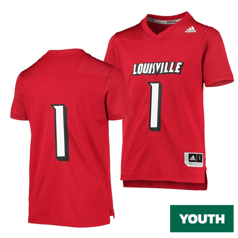 Youth's Louisville Cardinals Custom 1 Red College Football  Jersey