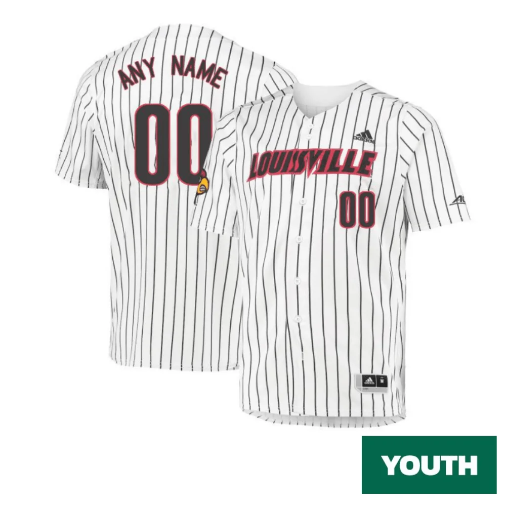 Youth's Louisville Cardinals White  Custom Jersey College Baseball