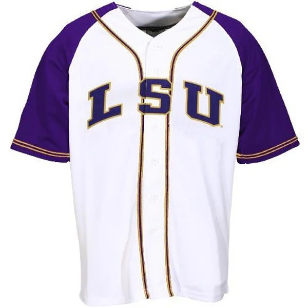 Men's Custom LSU Tigers White NCAA College Baseball Jersey -