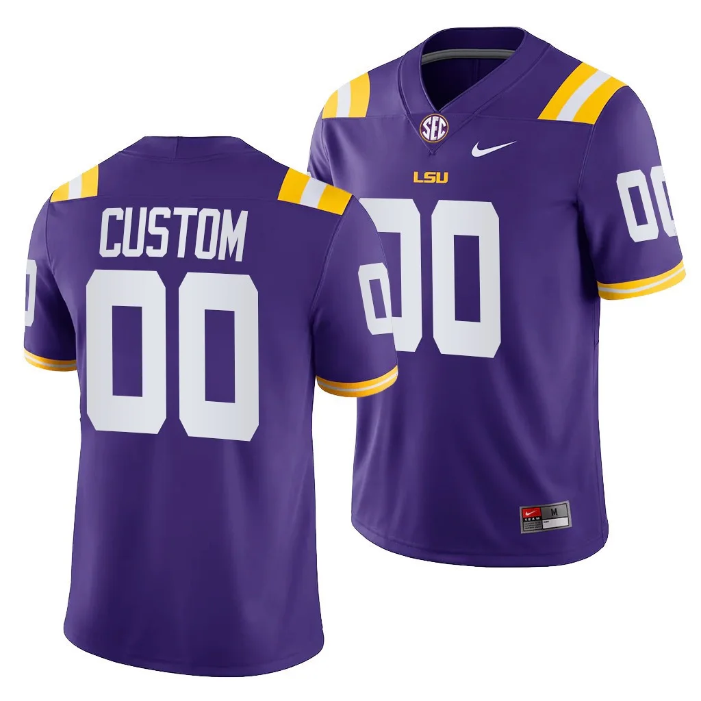 Men's LSU Tigers 00 Custom Purple 2021-22 College Football Game Jersey -
