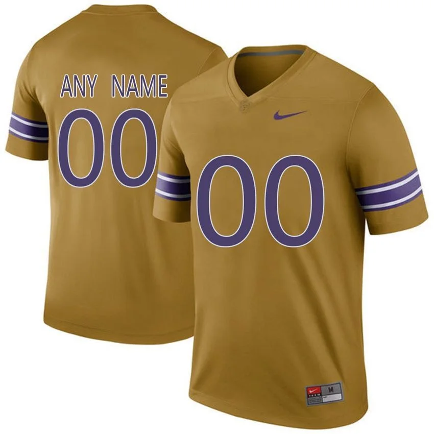 Men's LSU Tigers Gridiron Gold College Limited Throwback Football Customized Jersey -