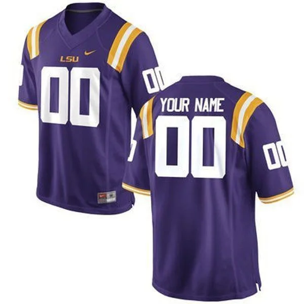 Men's LSU Tigers Purple Customized Football Jersey -