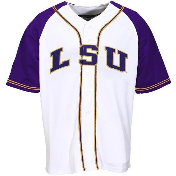Youth's Custom LSU Tigers White NCAA College Baseball Jersey -