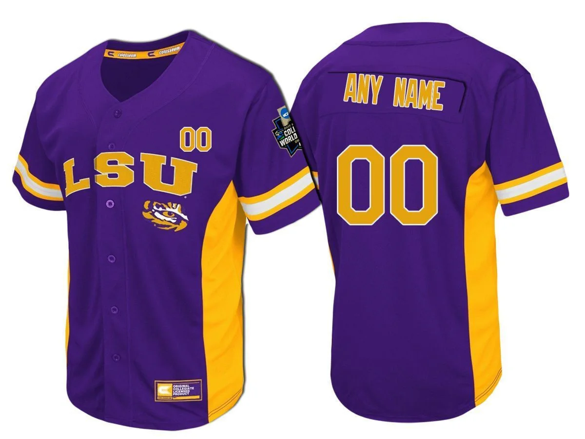 Youth's LSU Tigers Purple Custom Baseball Jersey , Baseball Uniform -