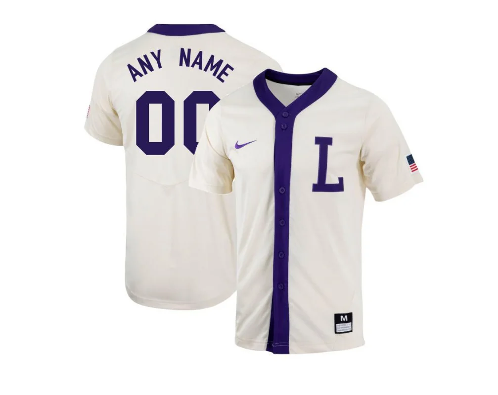 Youth's  LSU Tigers  White Customized Baseball Jersey -
