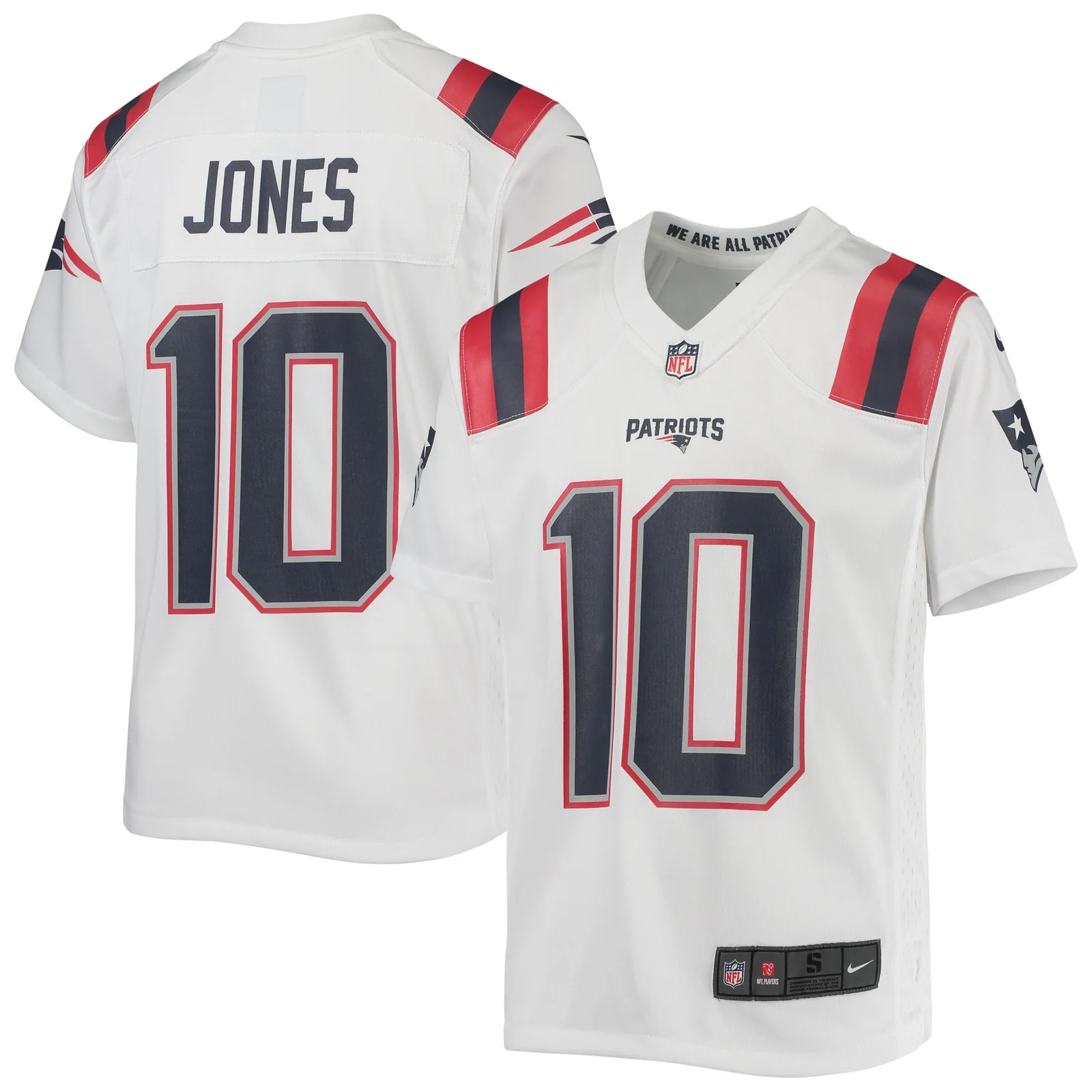 Mac Jones New England Patriots Youth Game Jersey - White -
