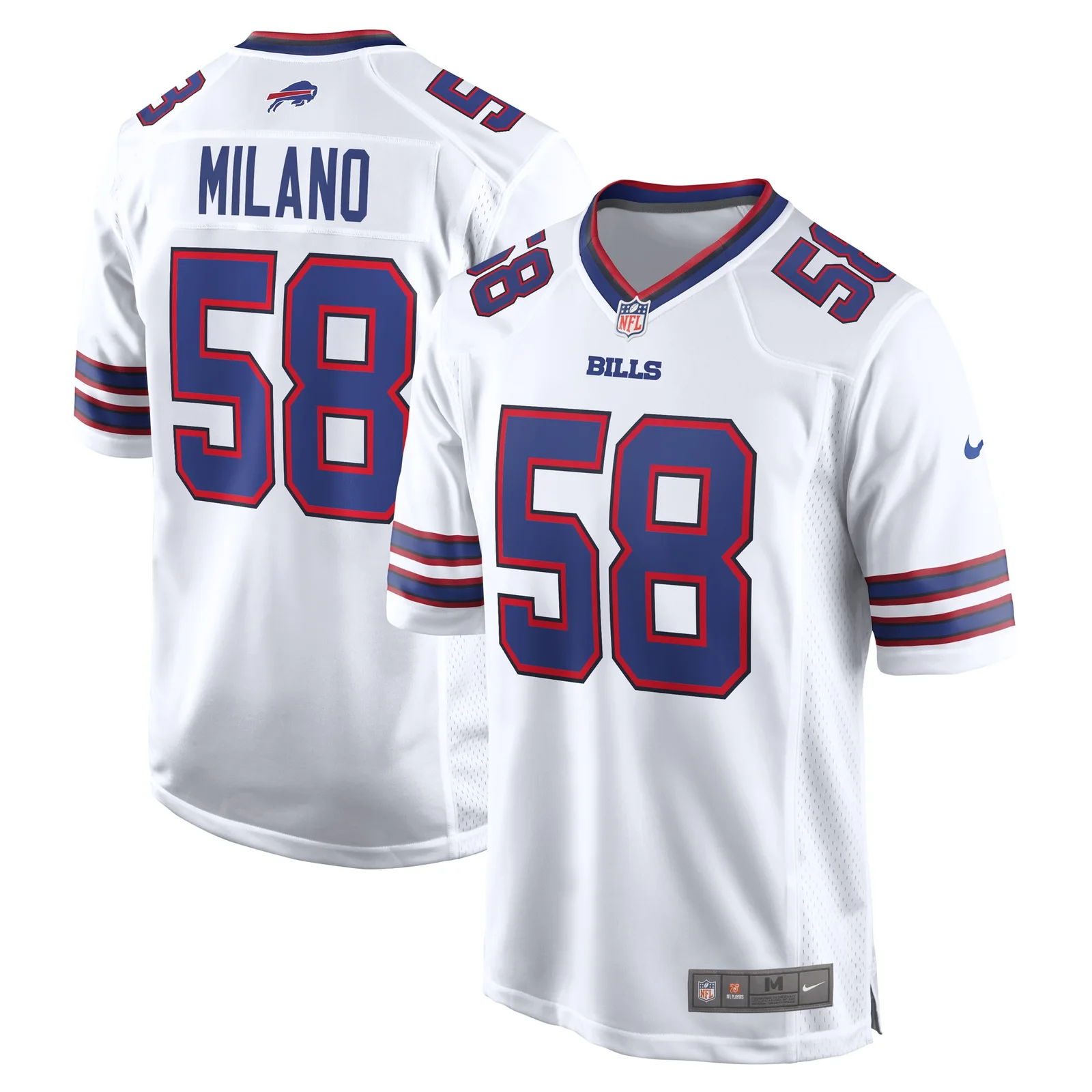 Men'sMatt Milano Buffalo Bills Away Game Player Jersey - White -