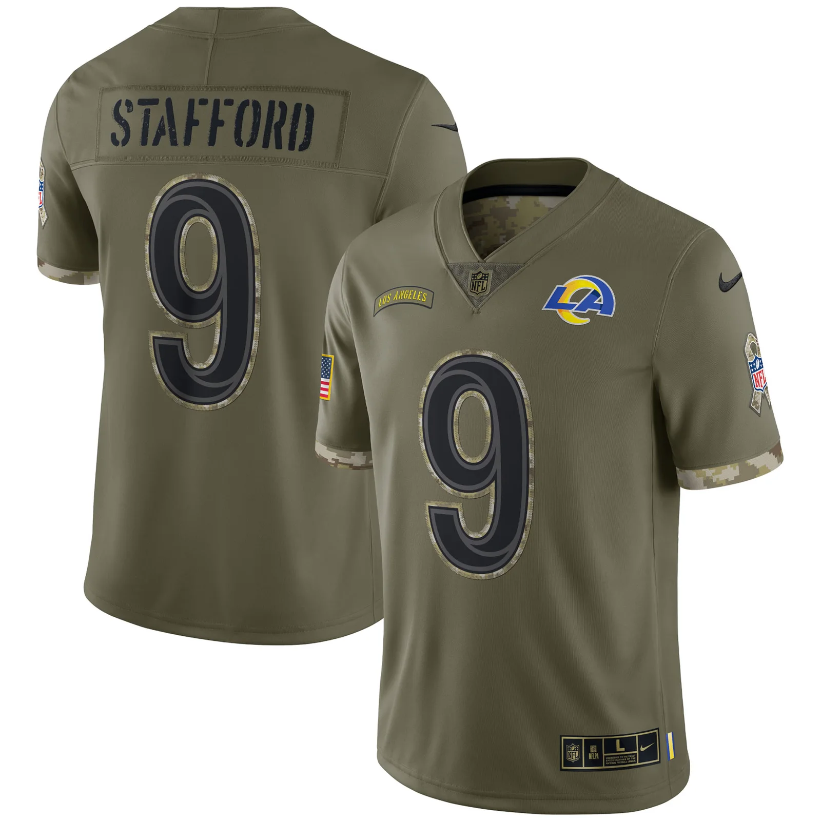 Men's Matthew Stafford Los Angeles Rams 2022 Salute To Service Limited Jersey - Olive -
