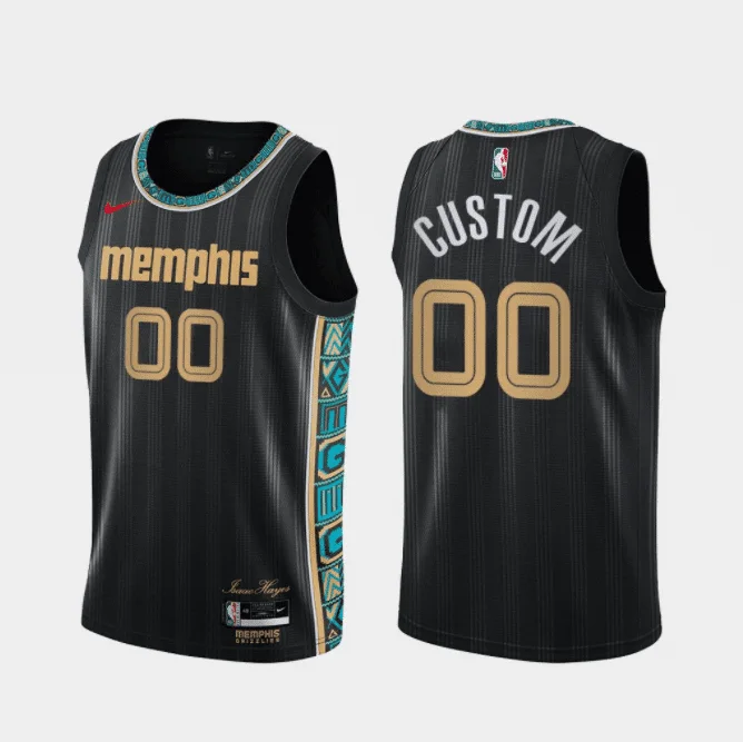Men's Custom Memphis Grizzlies Jersey 2021 Black City Edition Stitched -
