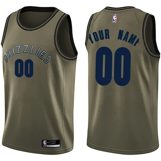 Men's Custom Memphis Grizzlies Swingman Green Salute to Service Jersey -