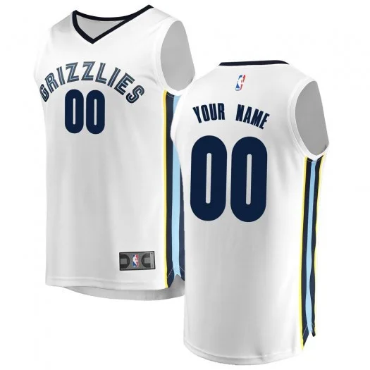 Men's Custom Memphis Grizzlies Swingman White Fast Break Jersey - Association Edition -