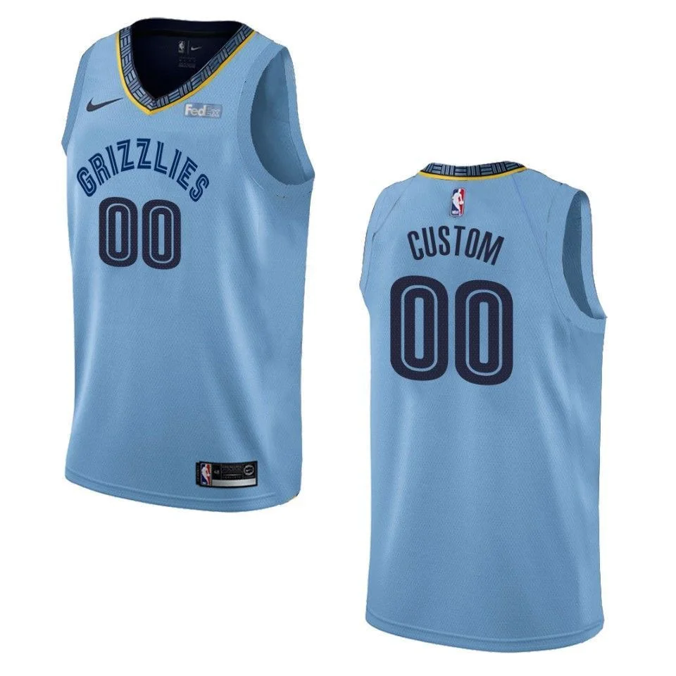 Men's Memphis Grizzlies #00 Custom Statet Swingman Jersey - Blue , Basketball Jersey -