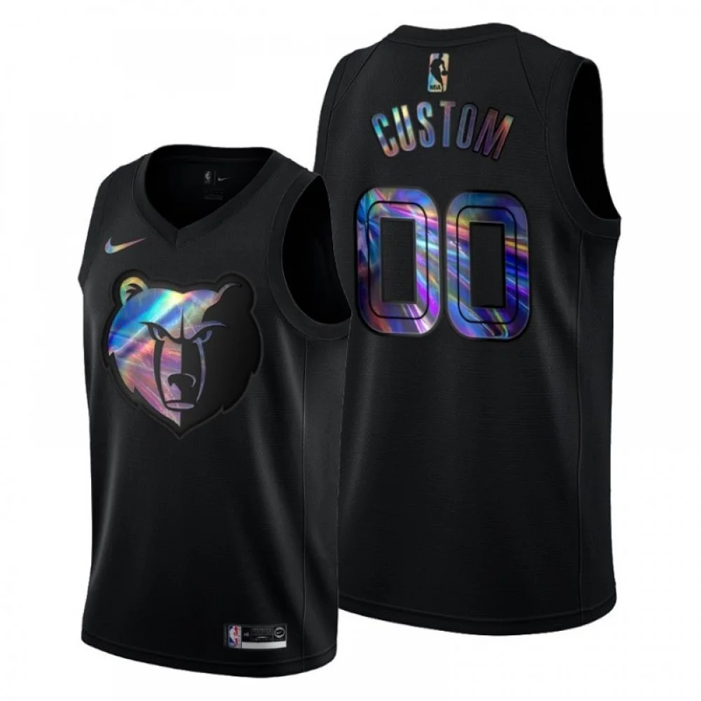 Men's MEMPHIS GRIZZLIES CUSTOM IRIDESCENT HWC COLLECTION BLACK 2021 LIMITED JERSEY -
