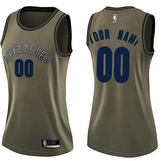 Woman's Custom Memphis Grizzlies Swingman Green Salute to Service Jersey -