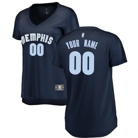 Woman's Custom Memphis Grizzlies Swingman Navy Fast Break Jersey - Icon Edition -