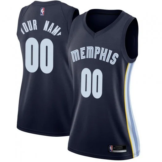 Woman's Custom Memphis Grizzlies Swingman Navy Jersey - Icon Edition -
