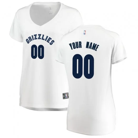 Woman's Custom Memphis Grizzlies Swingman White Fast Break Jersey - Association Edition -