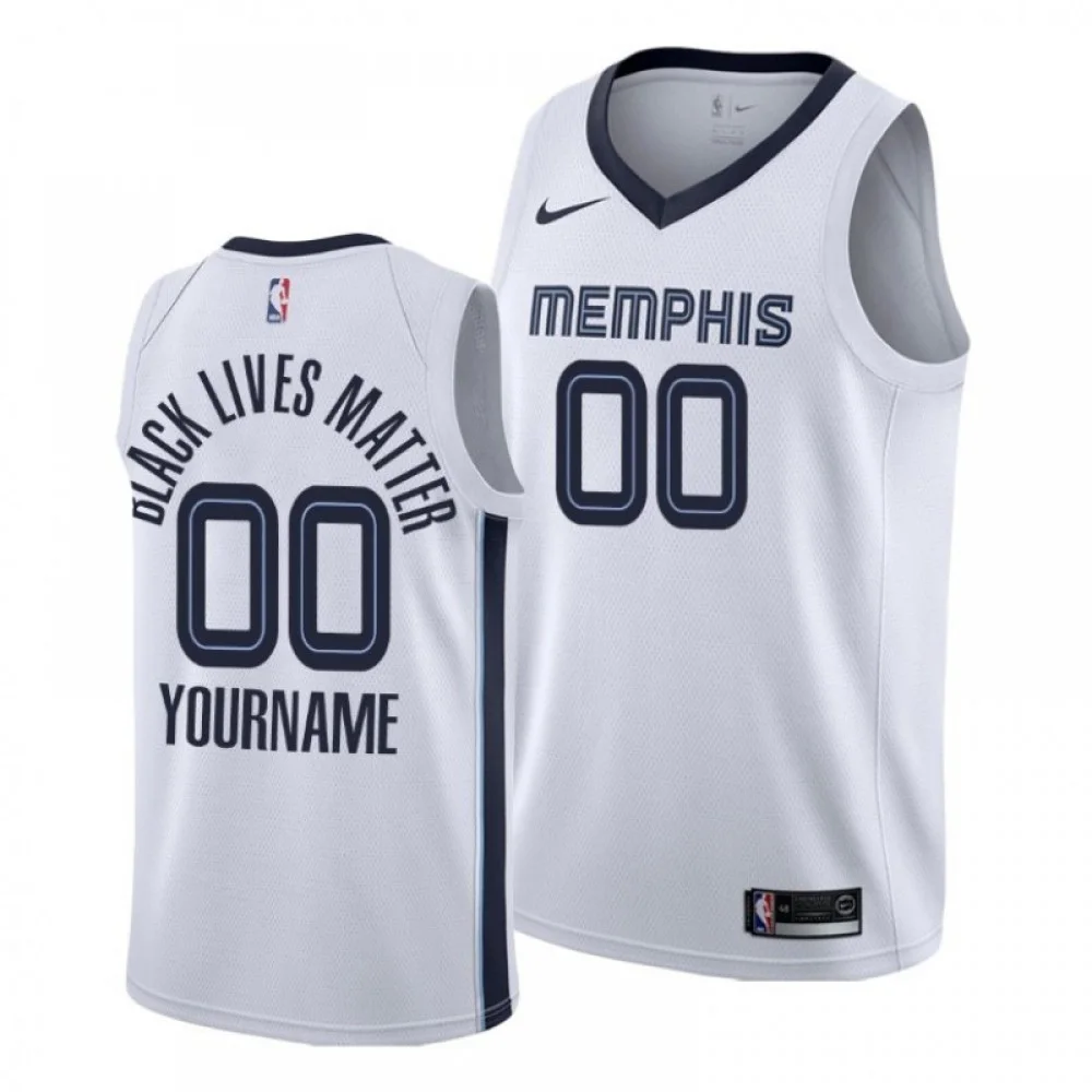 Youth's MEMPHIS GRIZZLIES BLM SOCIAL JUSTICE CUSTOM WHITE JERSEY ASSOCIATION -