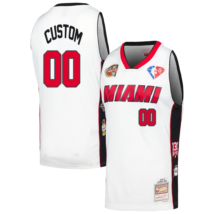 Custom Miami Heat Mitchell _ Ness Unisex Hall of Fame Class of 2023 Throwback Swingman Jersey - White -