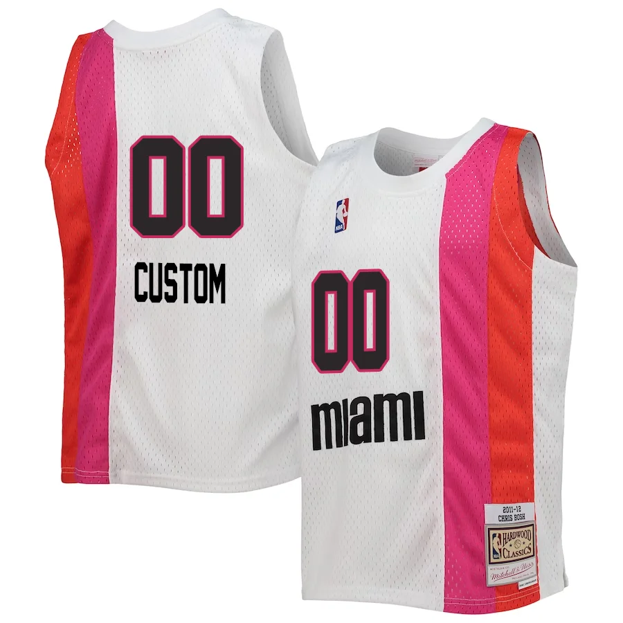 Custom Miami Heat Mitchell _ Ness Youth 2011-12 Hardwood Classics Swingman Jersey - White -