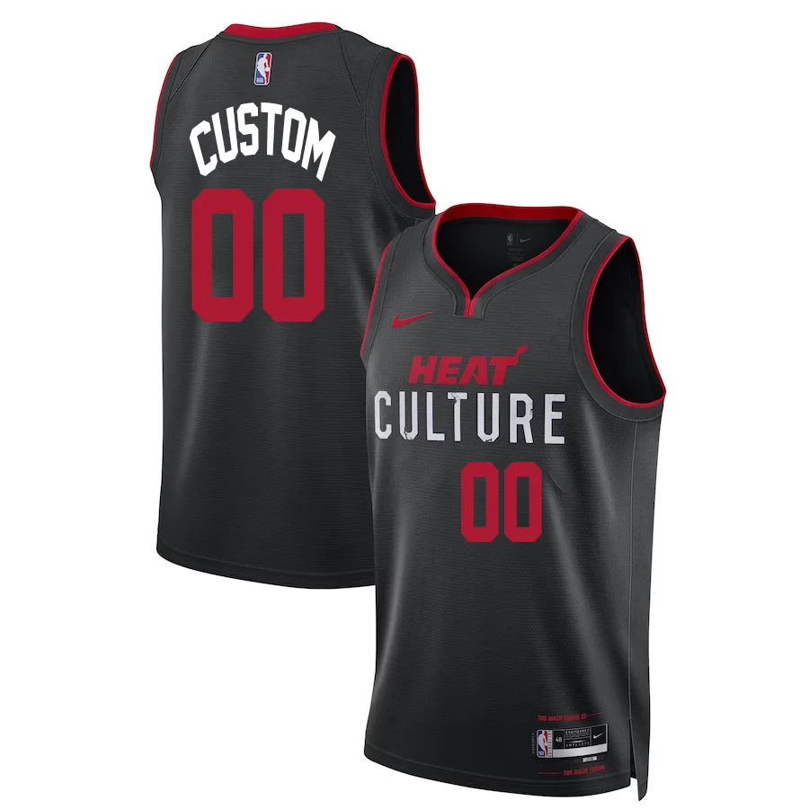 Custom Miami Heat Nike Unisex 2023-24 Swingman Jersey - Black - City Edition -