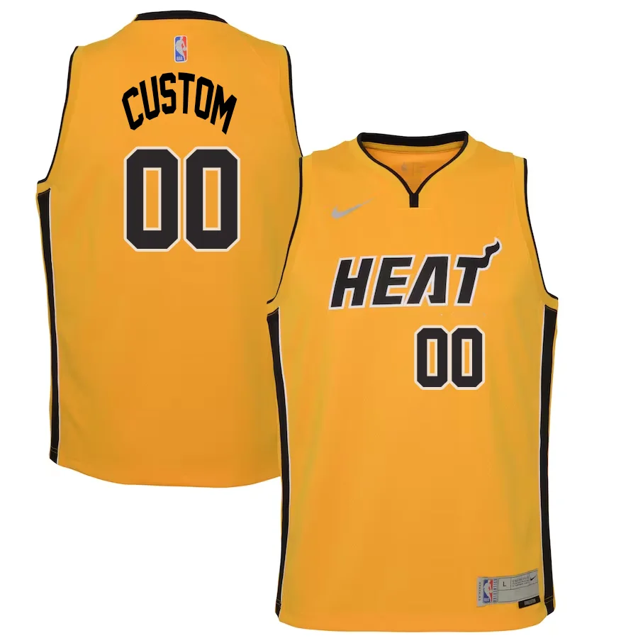 Custom Miami Heat Nike Youth 2020-21 Swingman Player Jersey Trophy Gold - Earned Edition -
