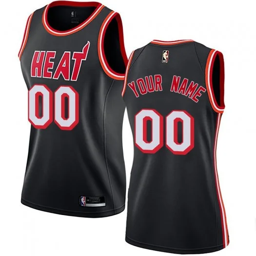 Woman's Custom Miami Heat Swingman Black Fashion Hardwood Classics Jersey -