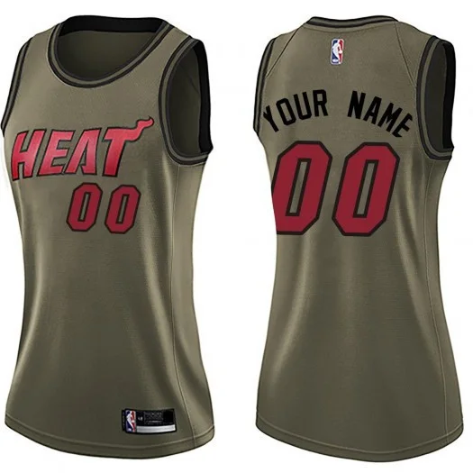 Woman's Custom Miami Heat Swingman Green Salute to Service Jersey -