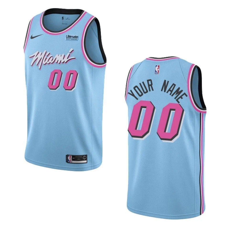 Youth's 2019-20 Miami Heat #00 Custom City Swingman Jersey - Blue -