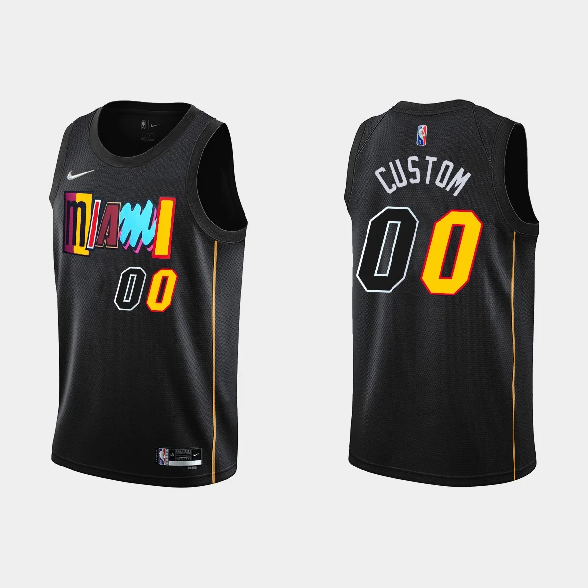 Youth's Miami Heat #00 Custom 2021-22 NBA 75th Anniversary City Black Jersey - -