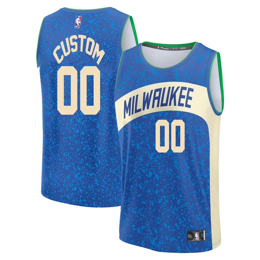 Custom Milwaukee Bucks Branded Unisex 2023-24 Fast Break Jersey - Royal - City Edition -