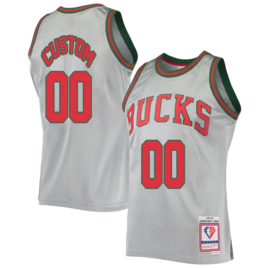 Custom Milwaukee Bucks Mitchell _ Ness 75th Anniversary 1971-72 Hardwood Classics Swingman Jersey - Silver -