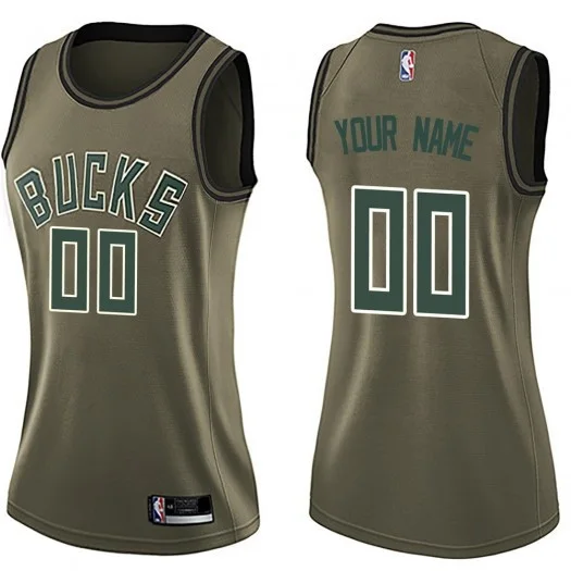 Woman's Custom Milwaukee Bucks Swingman Green Salute to Service Jersey -