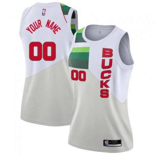 Woman's Custom Milwaukee Bucks Swingman White 2018/19 Jersey - Earned Edition -