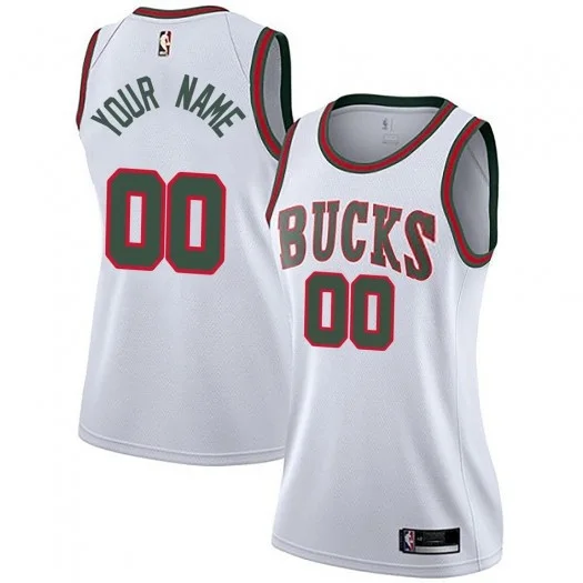 Woman's Custom Milwaukee Bucks Swingman White Fashion Hardwood Classics Jersey -