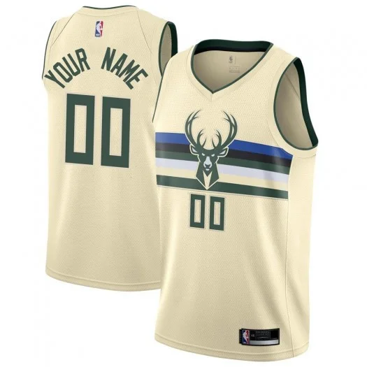 Youth's Custom Milwaukee Bucks Swingman Cream Jersey - City Edition -