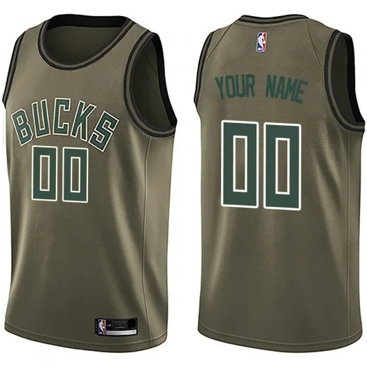 Youth's Custom Milwaukee Bucks Swingman Green Salute to Service Jersey -