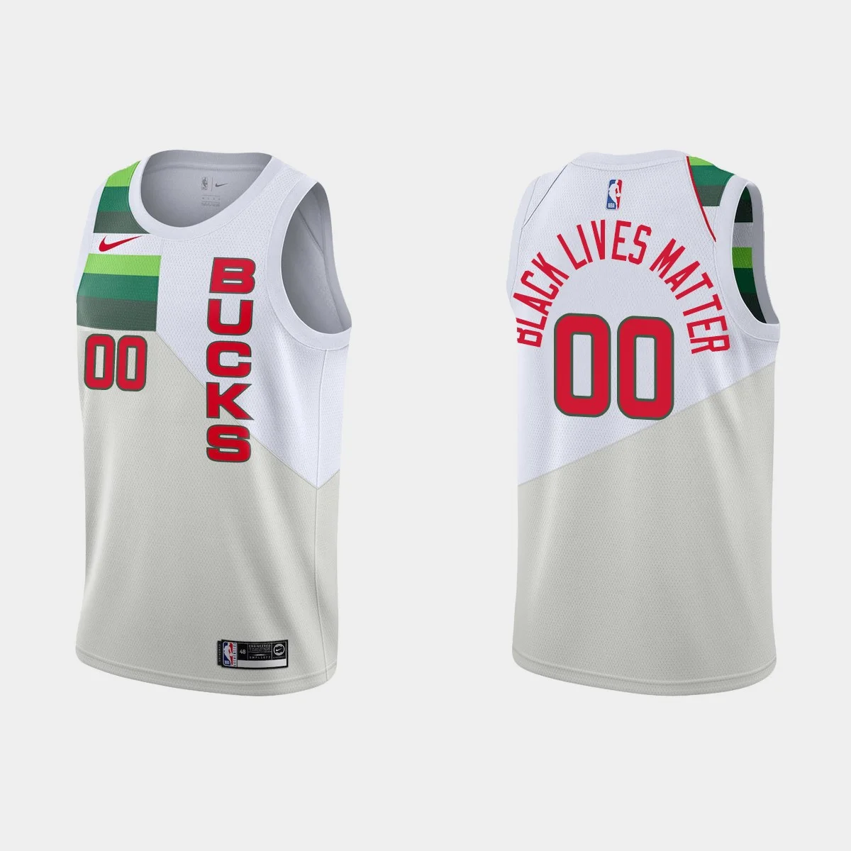Youth's Milwaukee Bucks #00 Custom Earned White Jersey Black Lives Matter -
