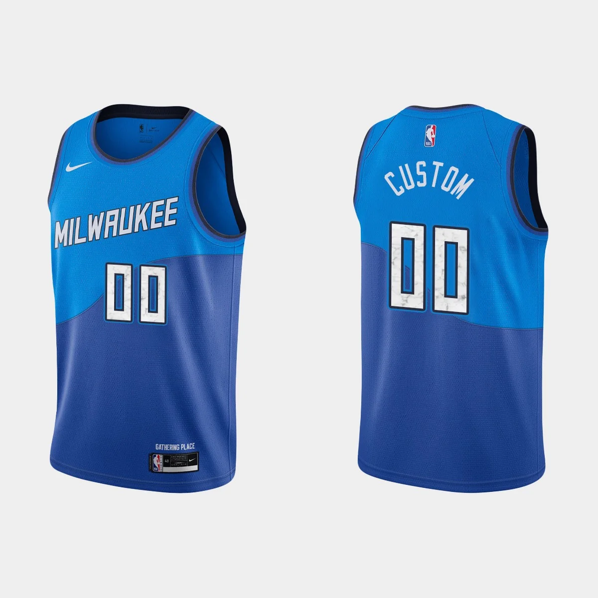 Youth's Milwaukee Bucks 2020-21 Custom Jersey No.00 City Edition Blue - -