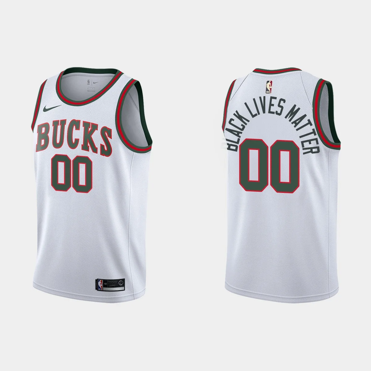 Youth's Milwaukee Bucks Custom #00 Black Lives Matter Classic White Jersey - -
