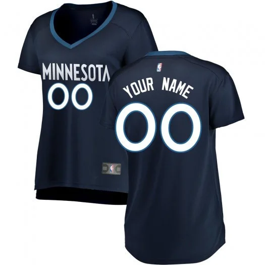 Woman's Custom Minnesota Timberwolves Swingman Navy Fast Break Jersey - Icon Edition -