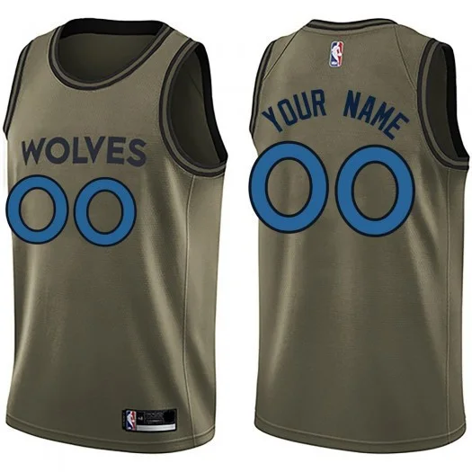 Youth's Custom Minnesota Timberwolves Swingman Green Salute to Service Jersey -