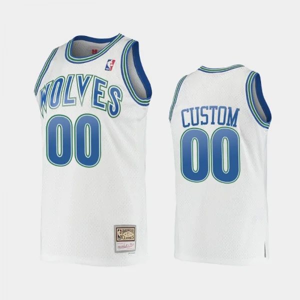 Youth's Minnesota Timberwolves #00 Hardwood Classics Custom Jersey - White -