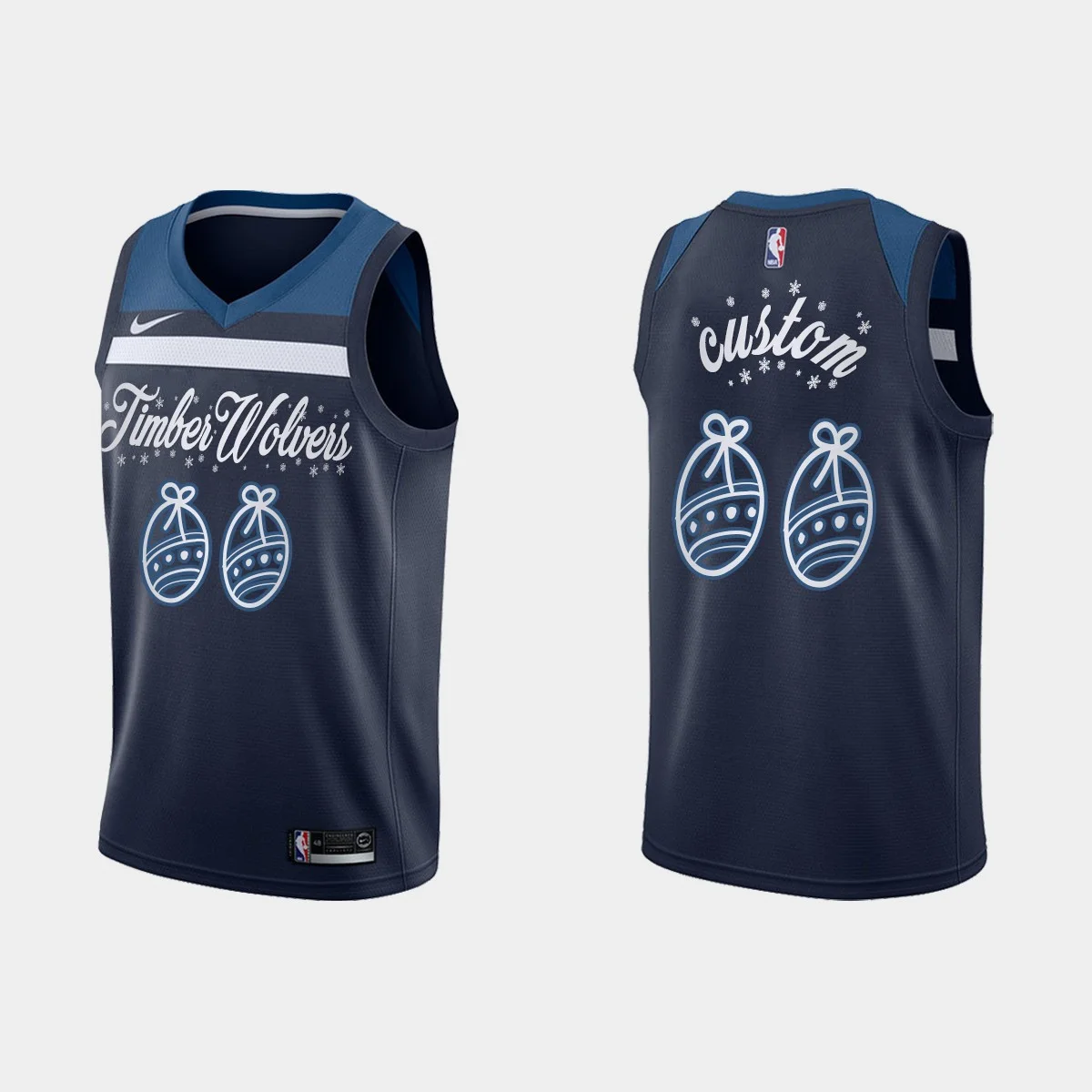Youth's Minnesota Timberwolves Custom No.00 2020 Christmas Night Jersey Navy Festive Special Edition for -