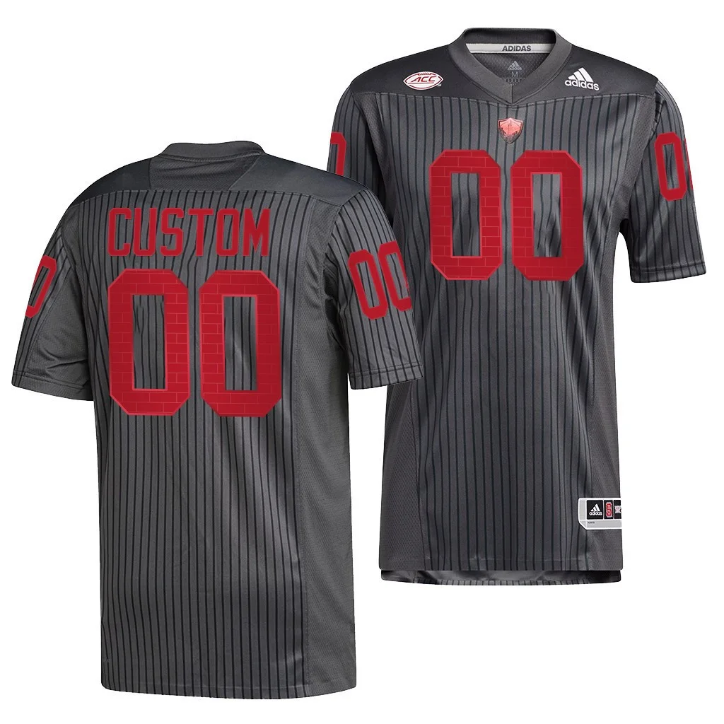 Youth's NC State Wolfpack Custom #00 Grey Light it Red Jersey Reverse Retro -