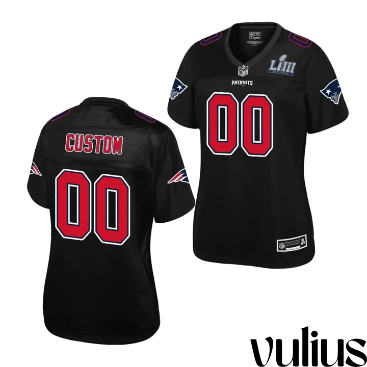 Customizable Patriots Jersey, Black Woman's Jersey, Super Bowl LIII Champions Jersey -