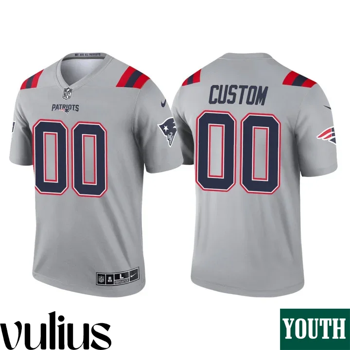 Customizable Patriots Jersey, Grey Youth's Jersey, 2021 Inverted Legend Jersey -