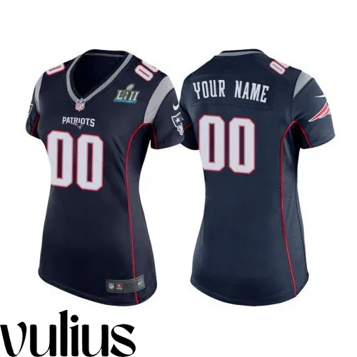 Customizable Patriots Jersey, Navy Woman's Jersey, Super Bowl LII Bound Game Jersey -