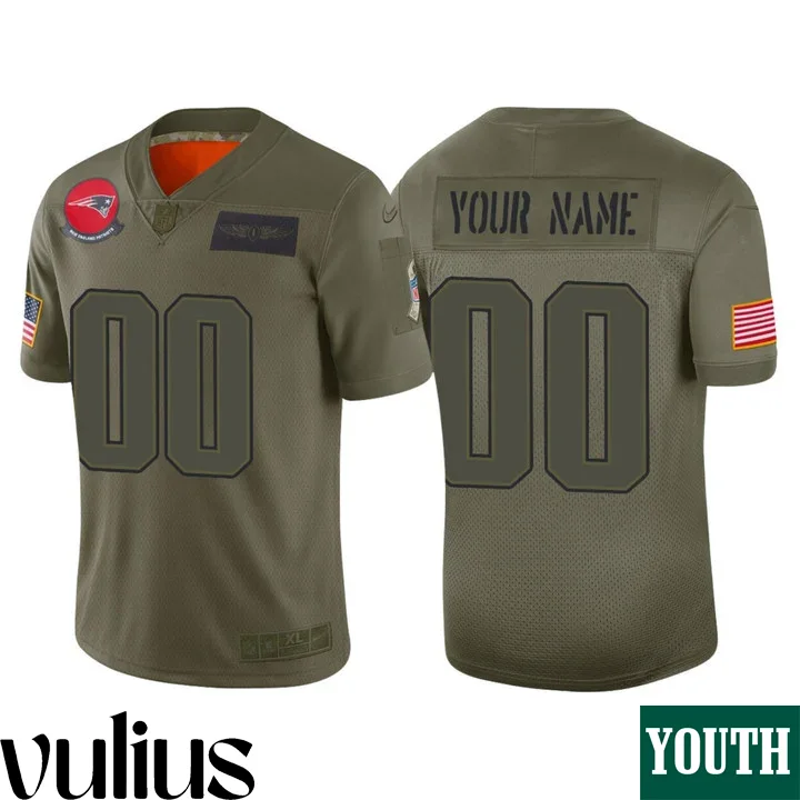 Customizable Patriots Jersey, Olive Youth's Jersey, 2019 Salute to Service Jersey -