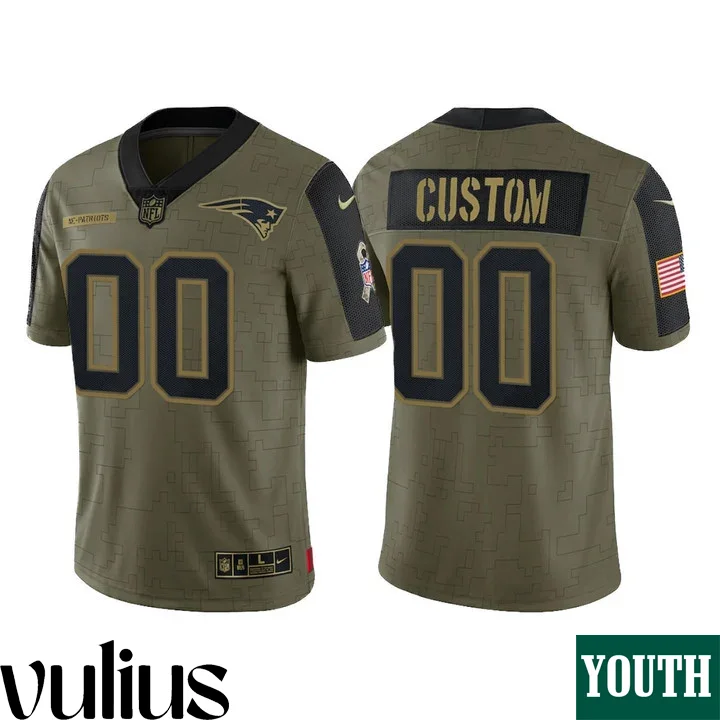 Customizable Patriots Jersey, Olive Youth's Jersey, 2021 Salute To Service Limited Jersey -